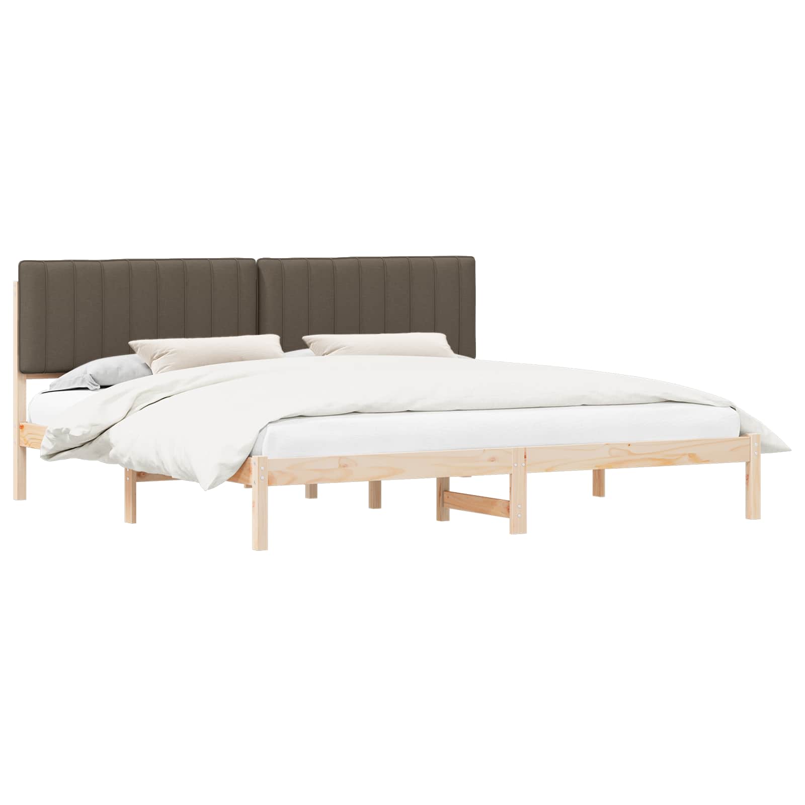 Cadre de lit avec tête de lit rembourrée Taupe 200 x 200 cm - XIOS