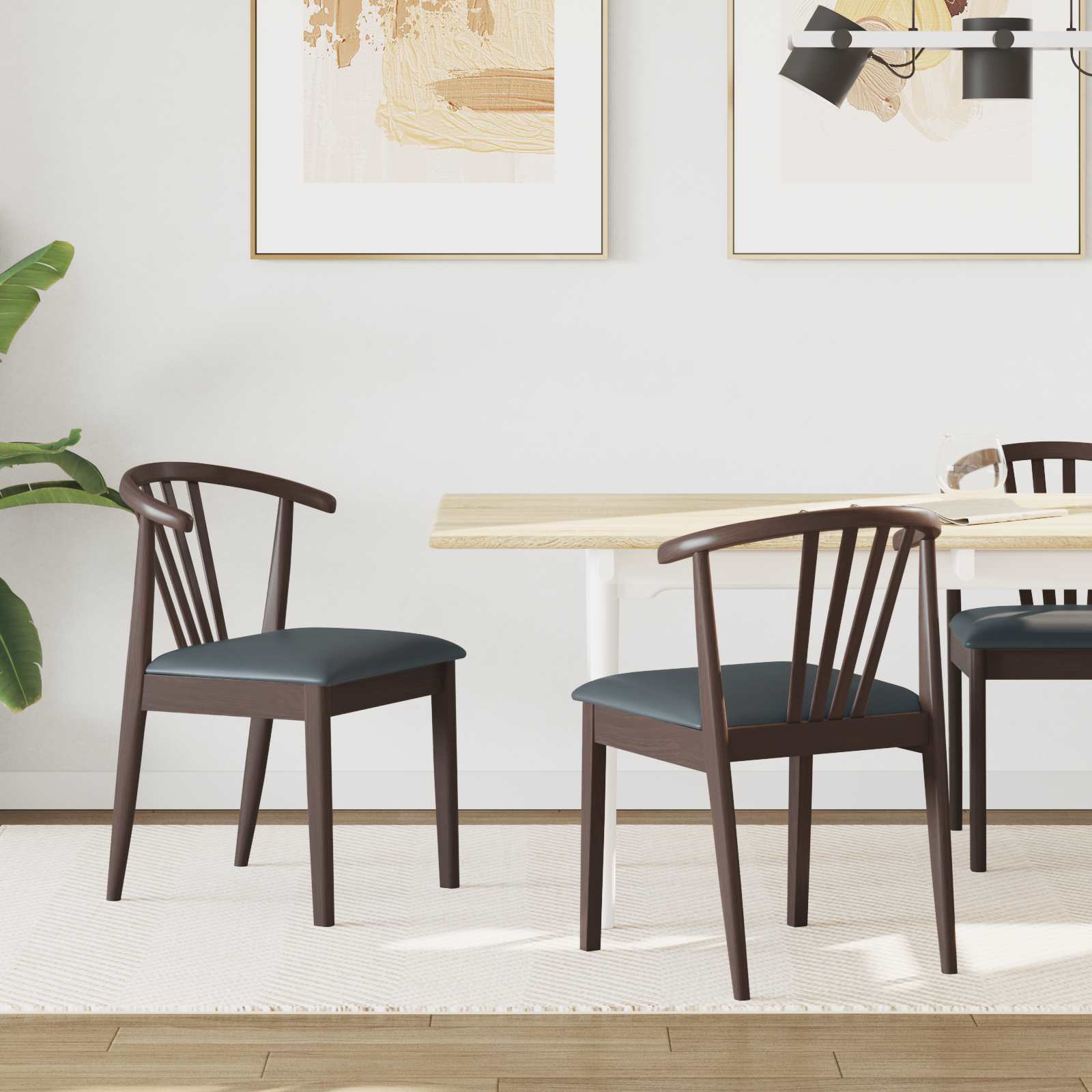 Chaise de salle à manger 2 pcs Marron clair et noir - XIOS