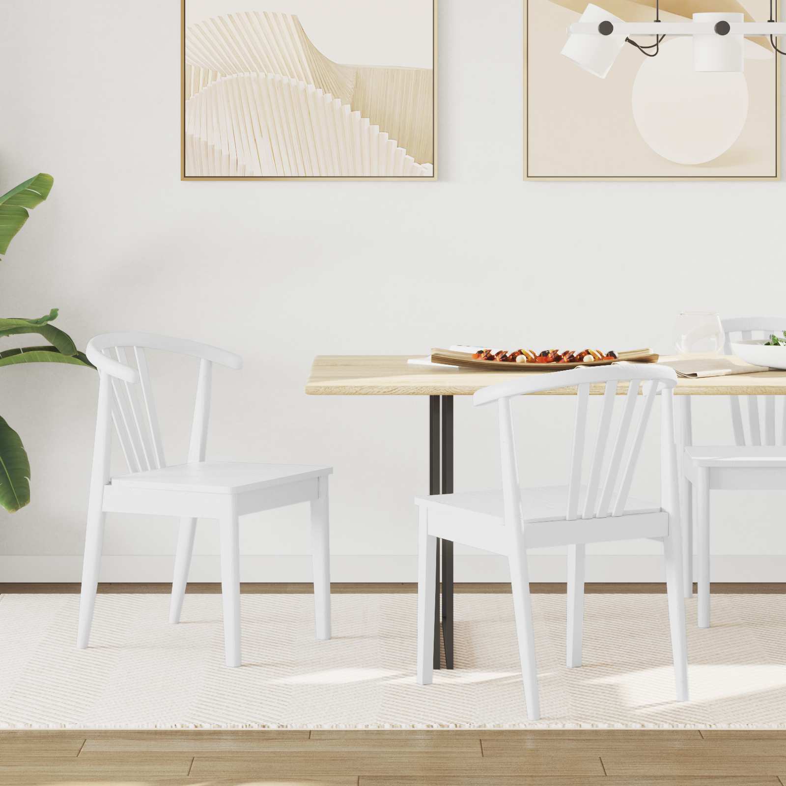 Chaise de salle à manger 2 pcs Blanc Bois de caoutchouc massif - XIOS