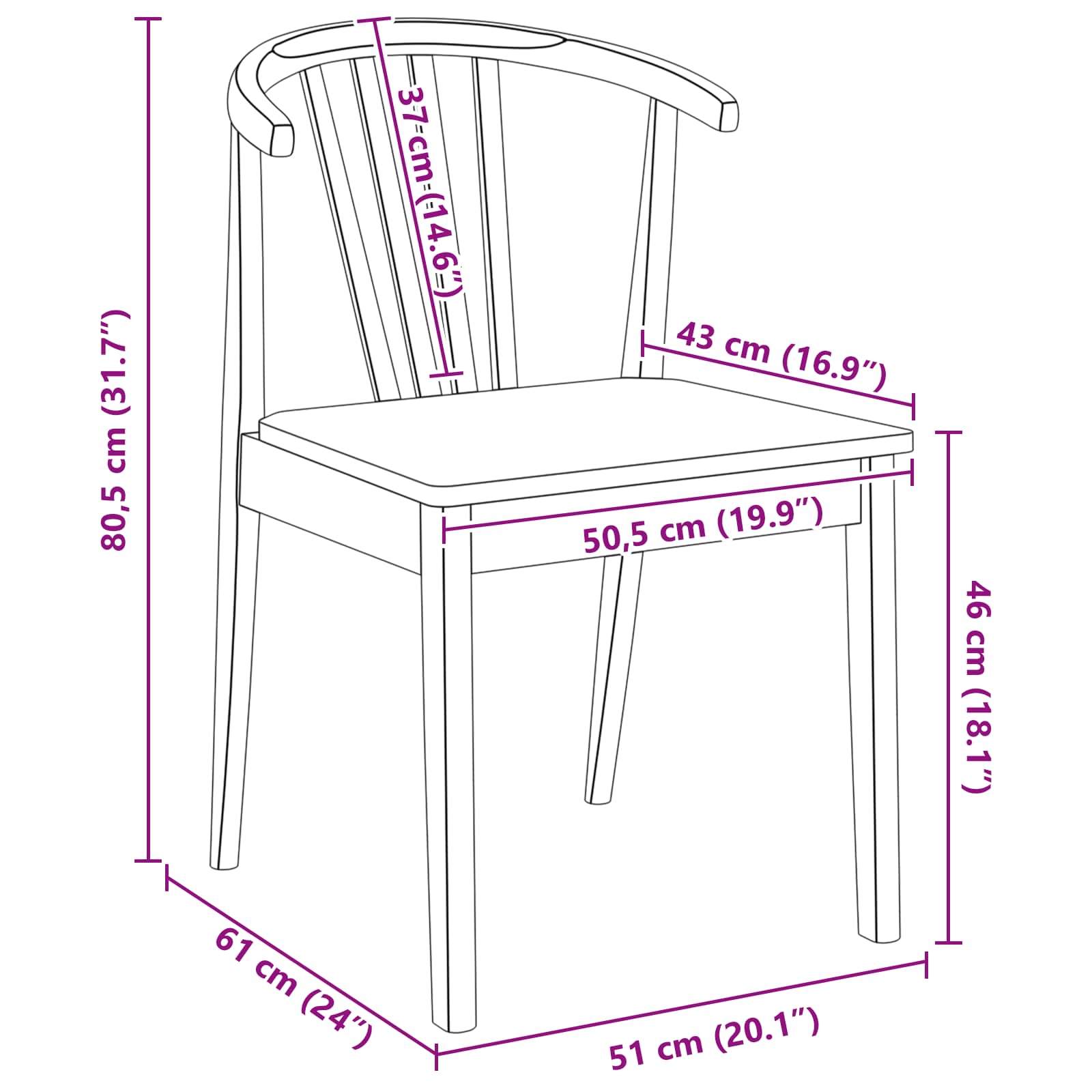 Chaise de salle à manger 2 pcs Blanc Bois de caoutchouc massif - XIOS