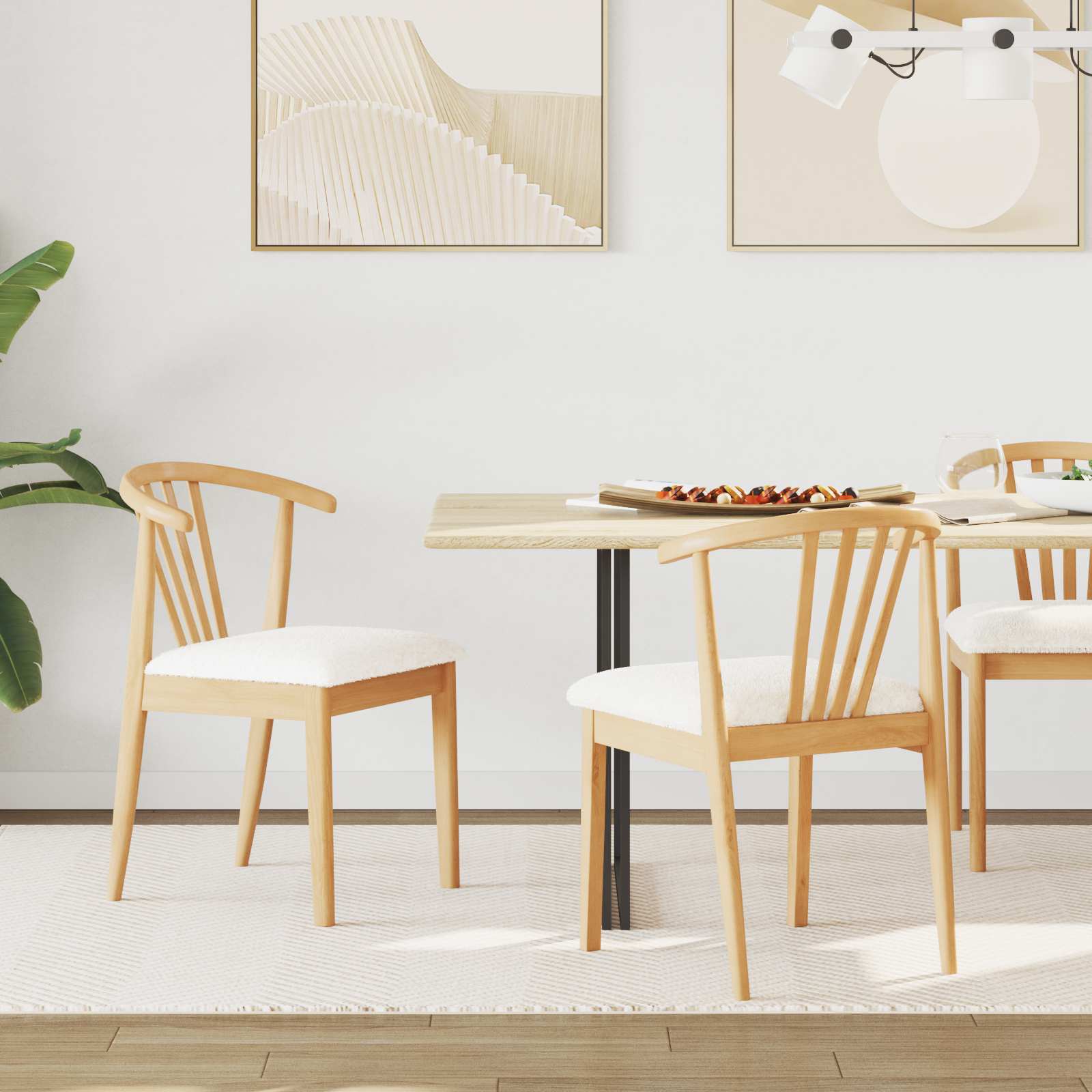 Chaise de salle à manger 2 pcs Naturel et Blanc - XIOS