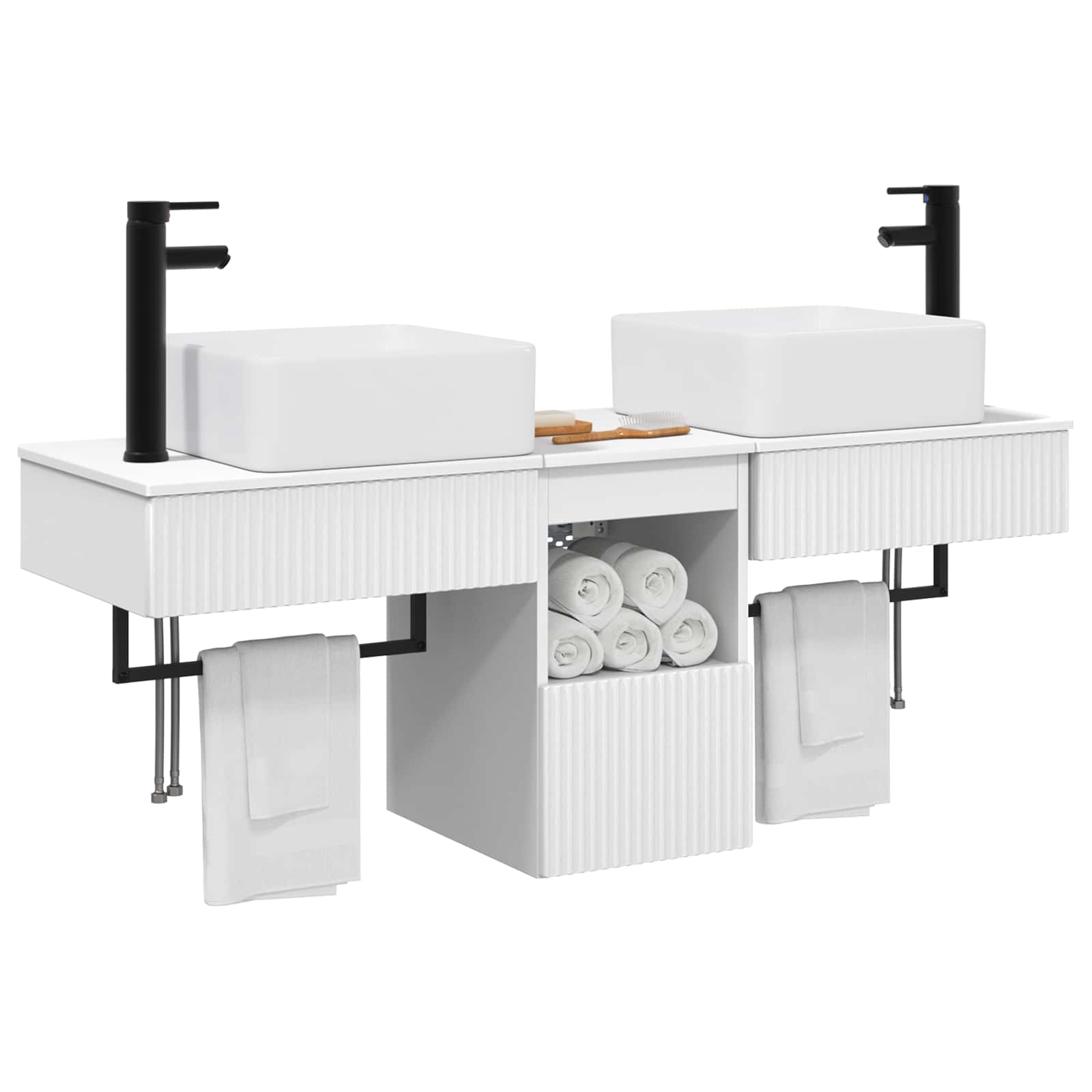 Ensemble d'armoire de salle de bain 3 pc Blanc 53 x 35 x 39 cm