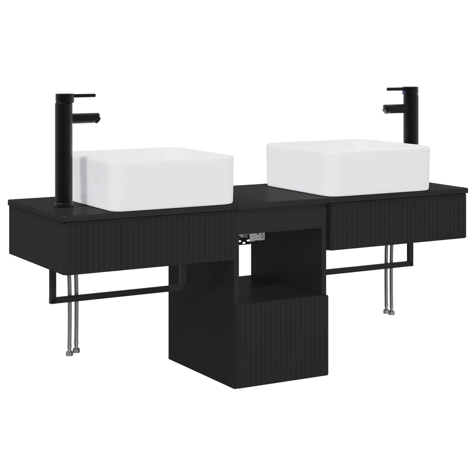Ensemble d'armoire de salle de bain 3 pc Noir 53 x 35 x 39 cm