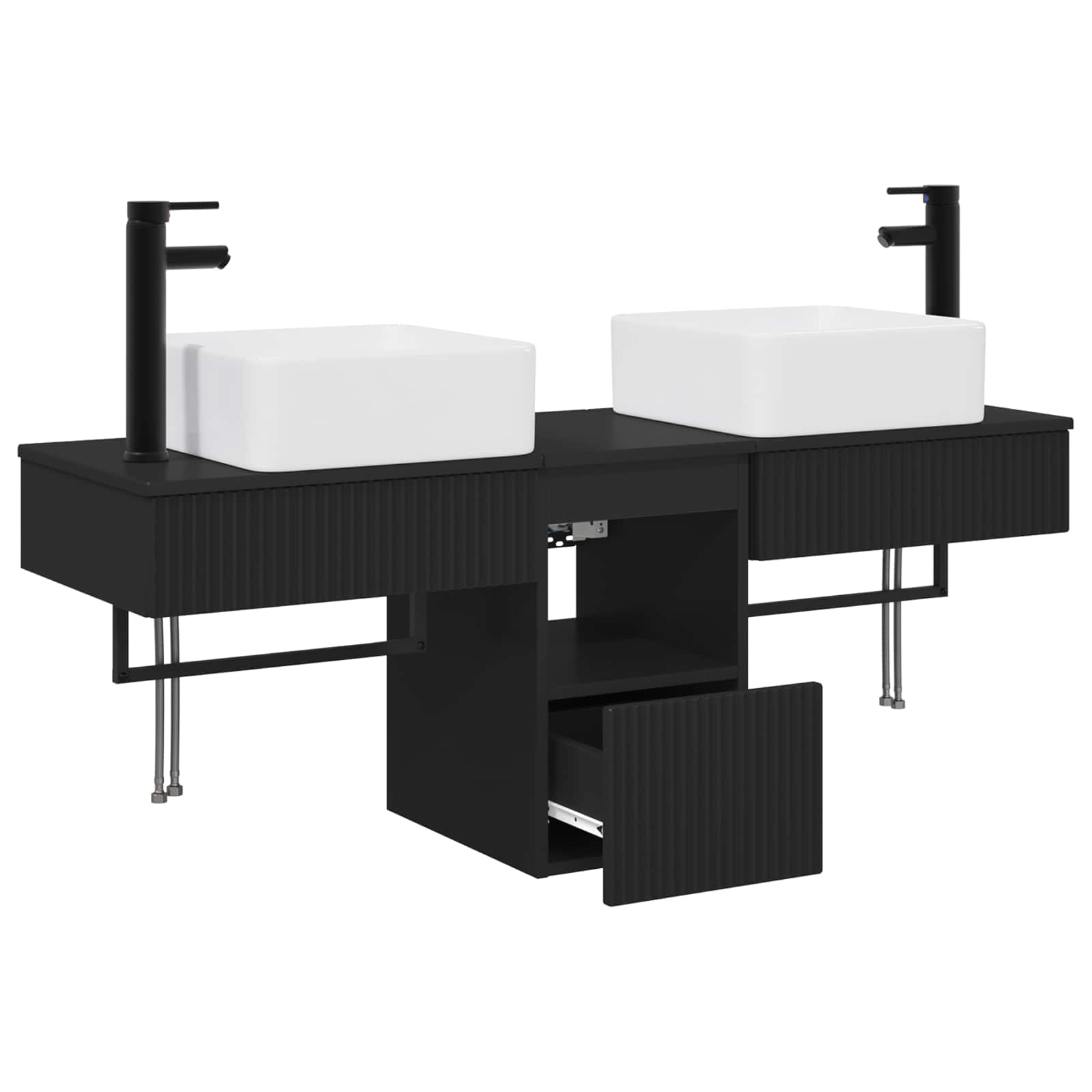 Ensemble d'armoire de salle de bain 3 pc Noir 53 x 35 x 39 cm