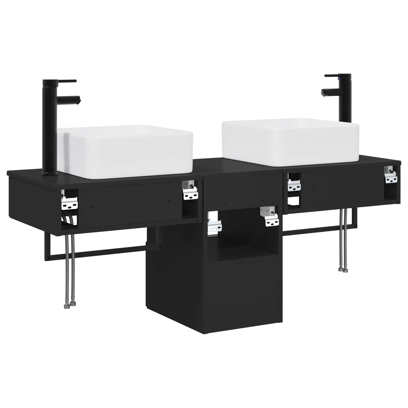 Ensemble d'armoire de salle de bain 3 pc Noir 53 x 35 x 39 cm
