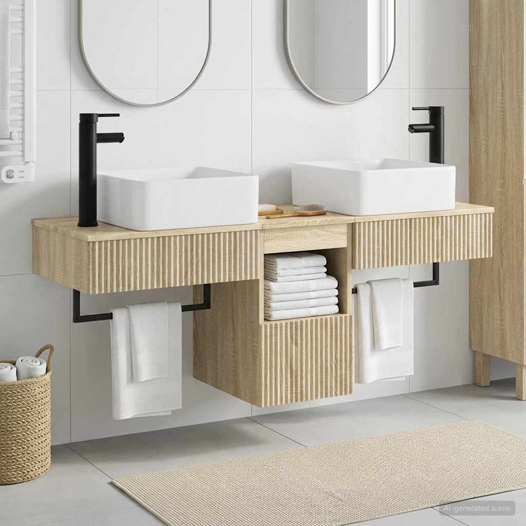 Ensemble d'armoire de salle de bain 3 pc Chêne Sonoma