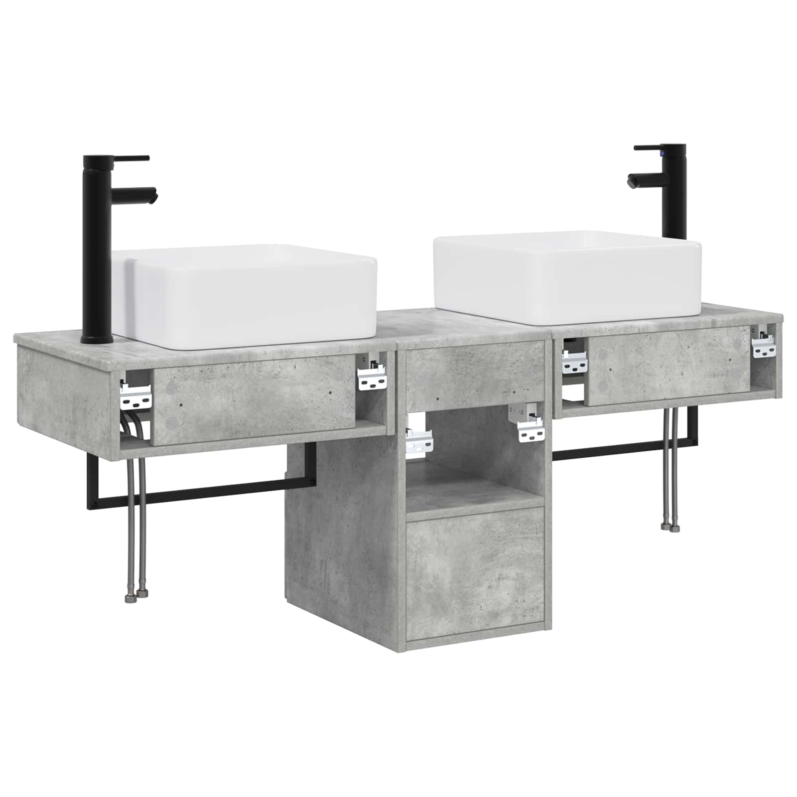 Ensemble d'armoire de salle de bain 3 pc Gris béton