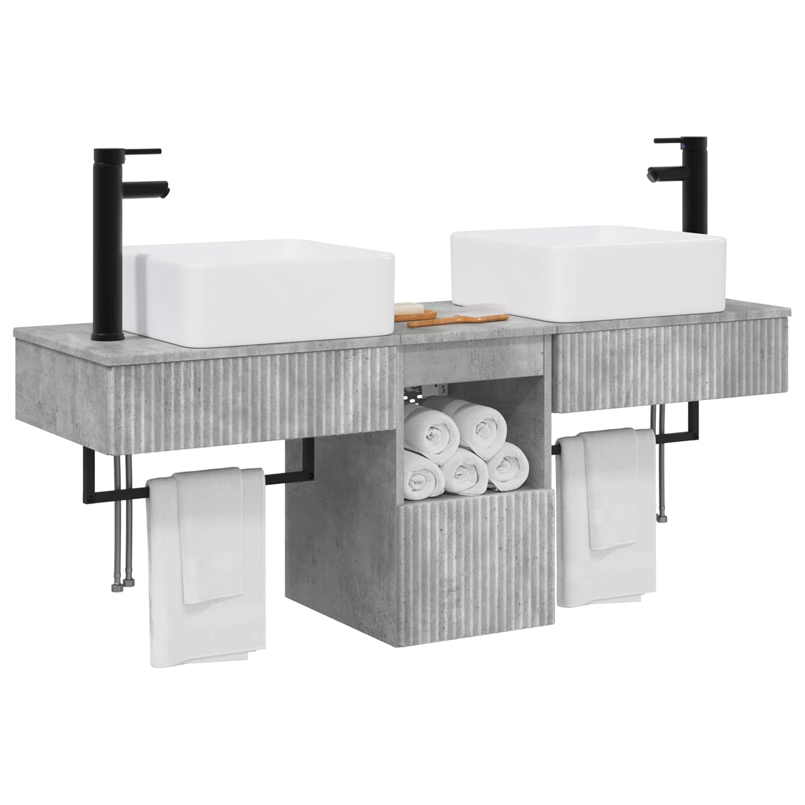 Ensemble d'armoire de salle de bain 3 pc Gris béton