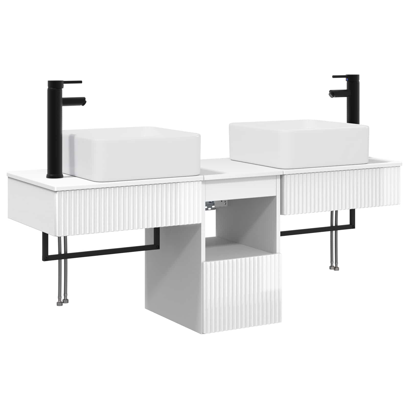 Ensemble d'armoire de salle de bain 3 pc Blanc brillant