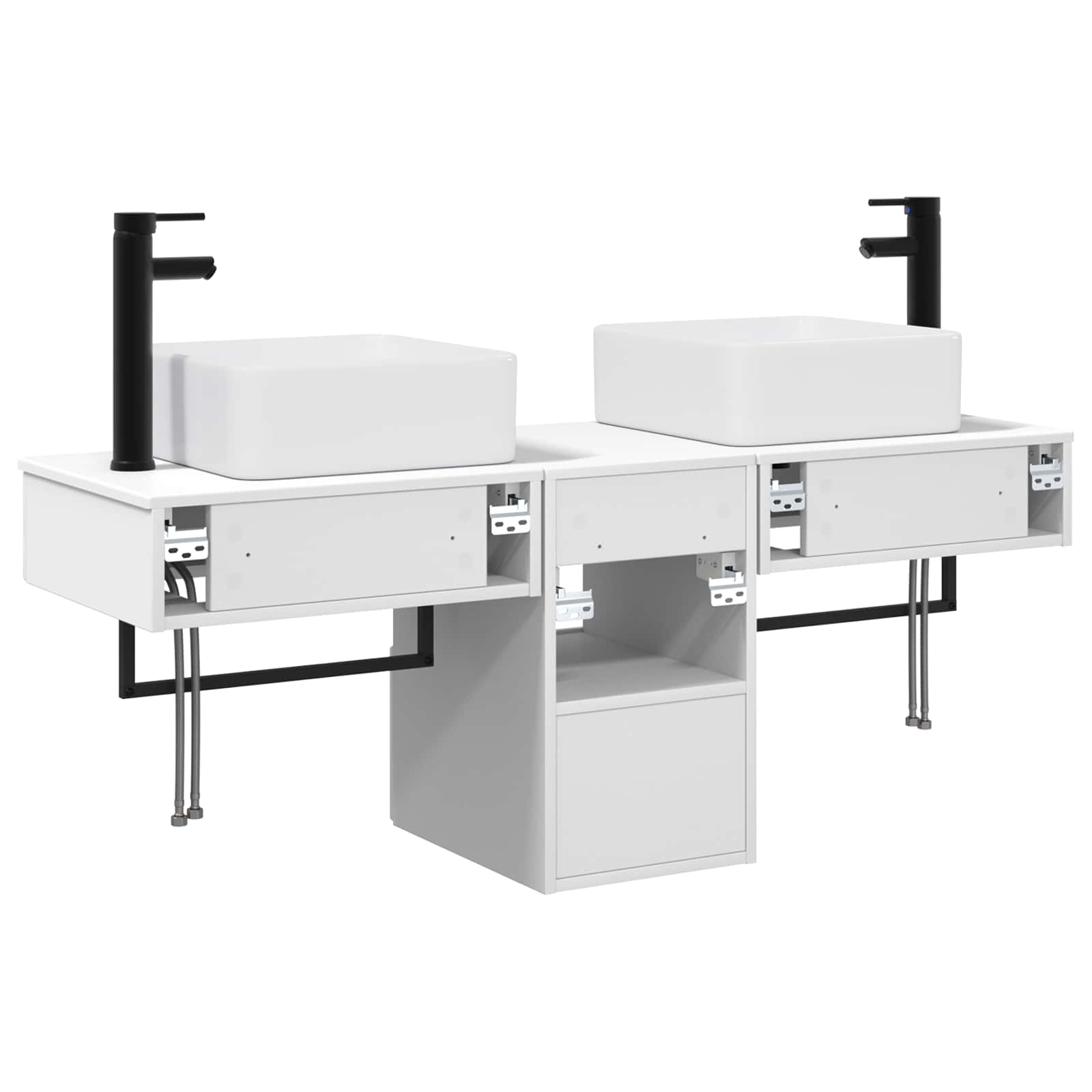Ensemble d'armoire de salle de bain 3 pc Blanc brillant