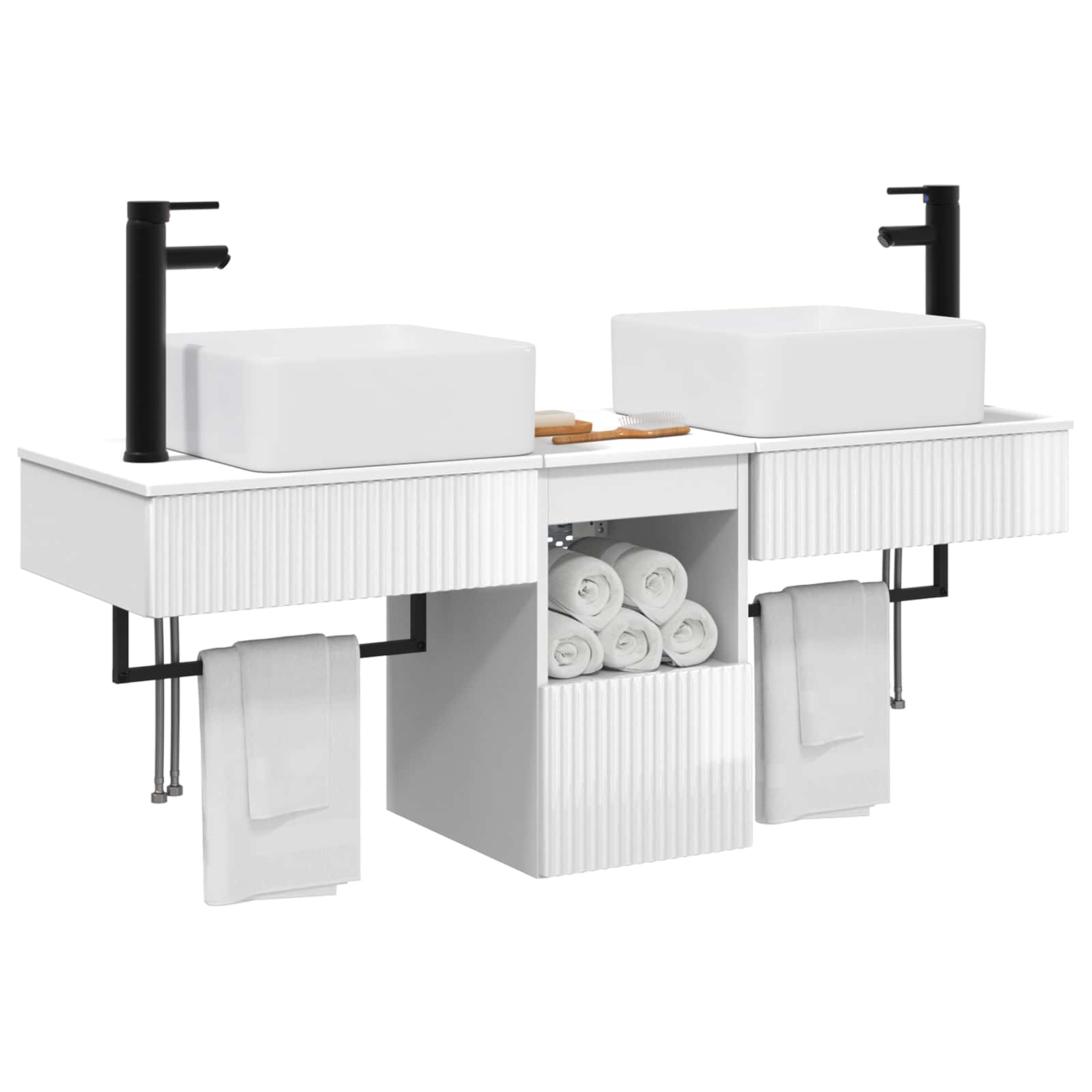 Ensemble d'armoire de salle de bain 3 pc Blanc brillant