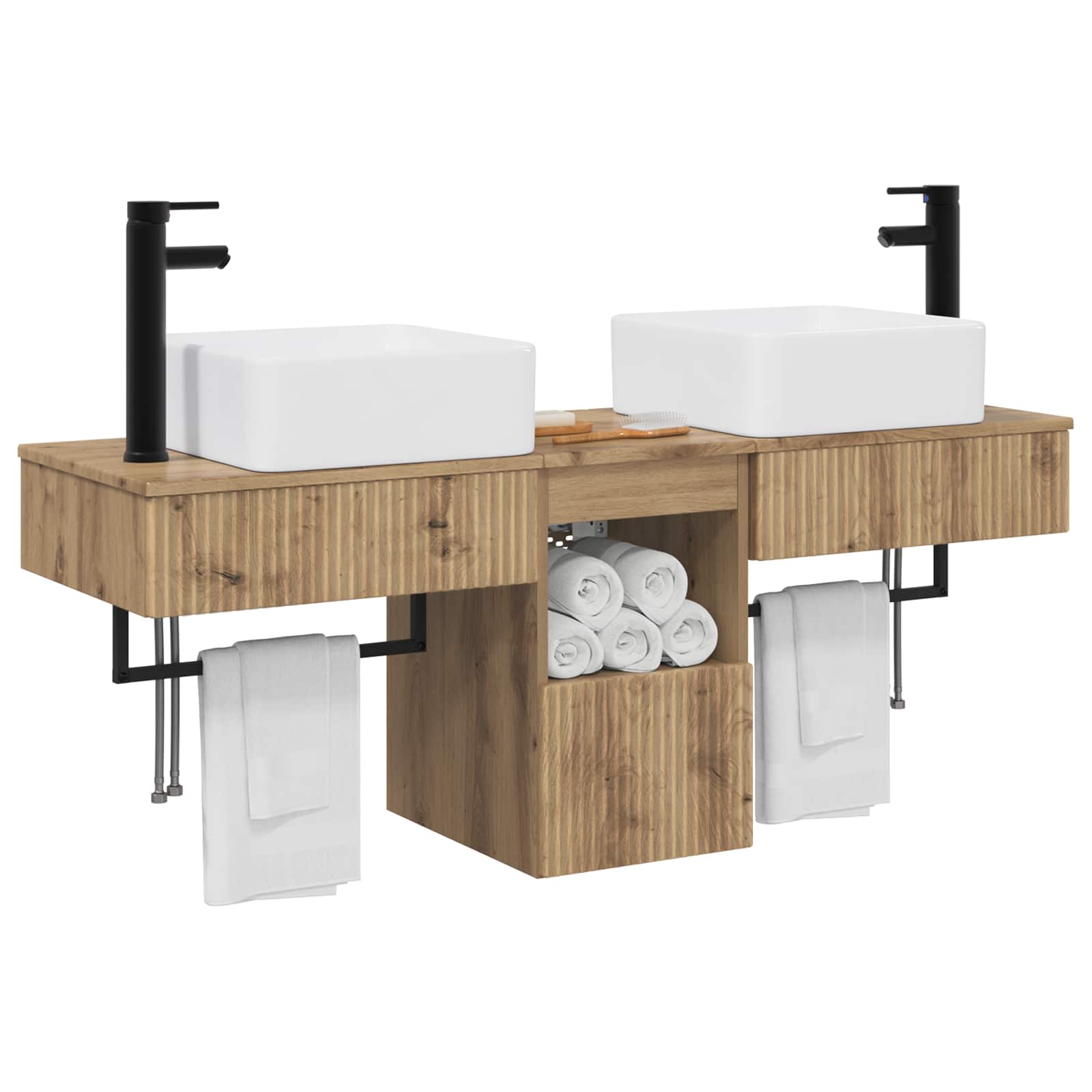 Ensemble d'armoire de salle de bain 3 pc Chêne artisanal