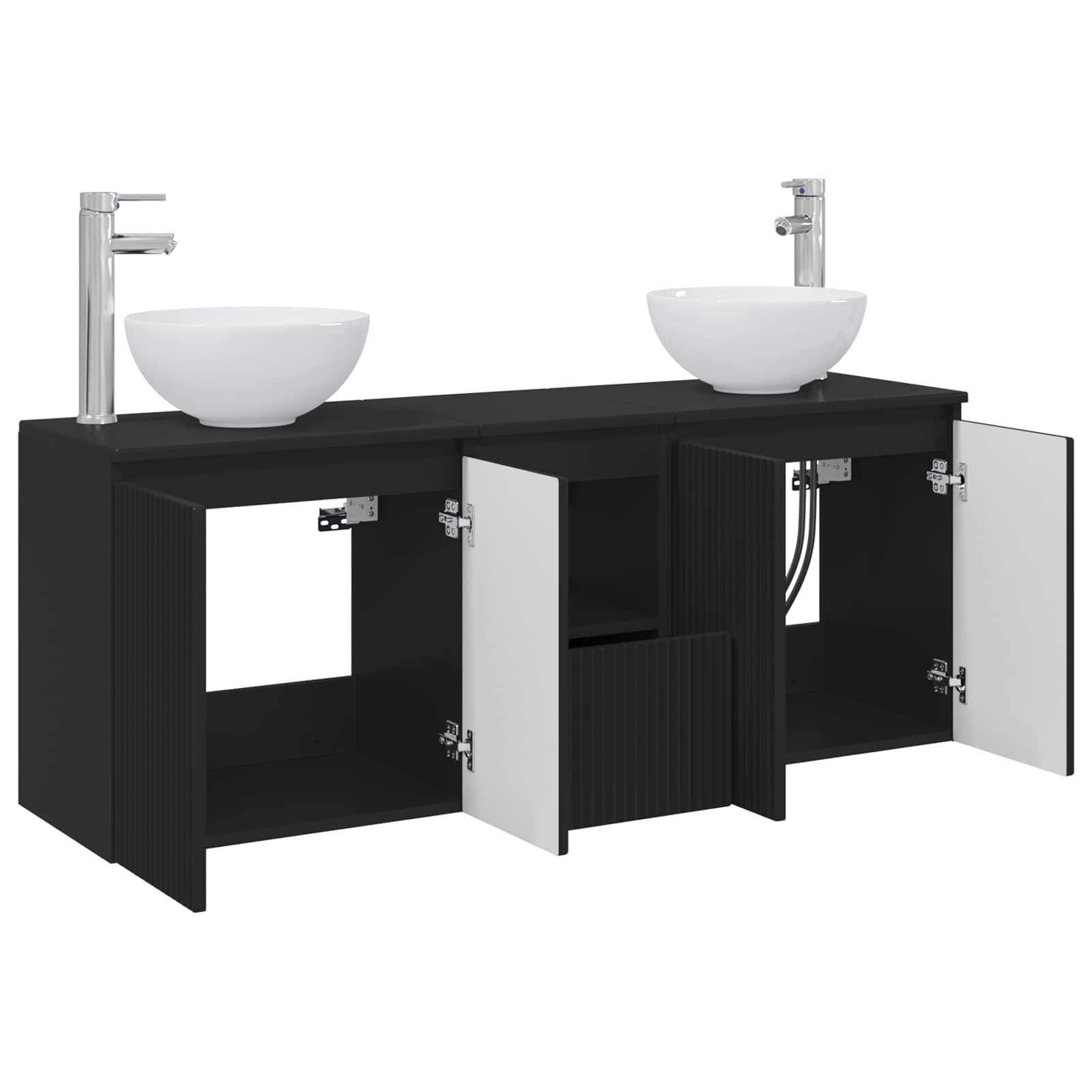 Ensemble d'armoire de salle de bain 3 pc Noir 49,5 x 35 x 63 cm