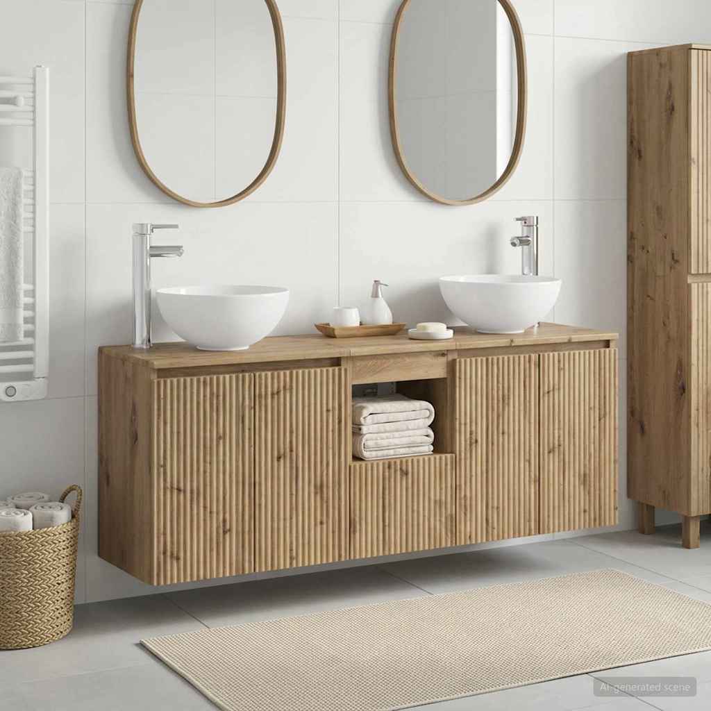 Ensemble d'armoire de salle de bain 3 pc Chêne artisanal