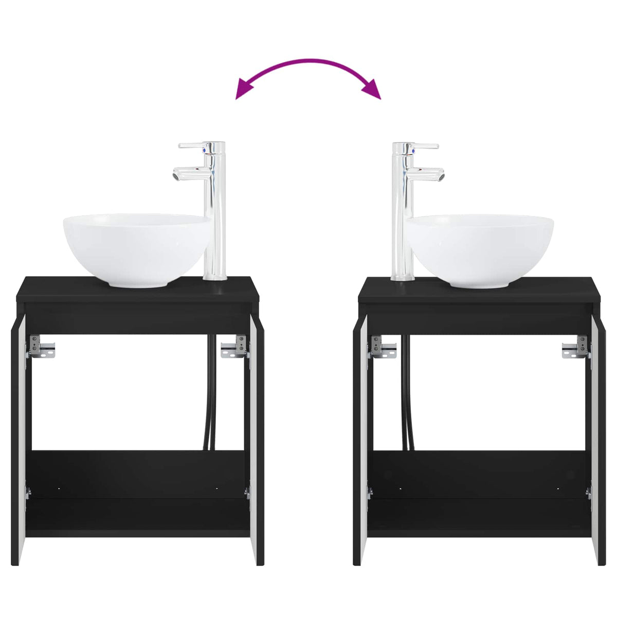 Ensemble d'armoire de salle de bain 3 pc Noir 129 x 41 x 80 cm