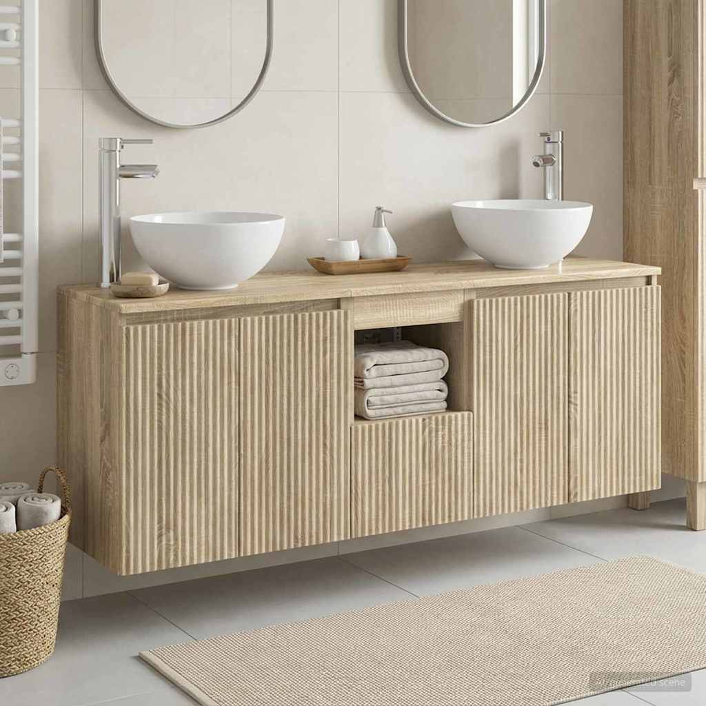 Ensemble d'armoire de salle de bain 3 pc Chêne Sonoma