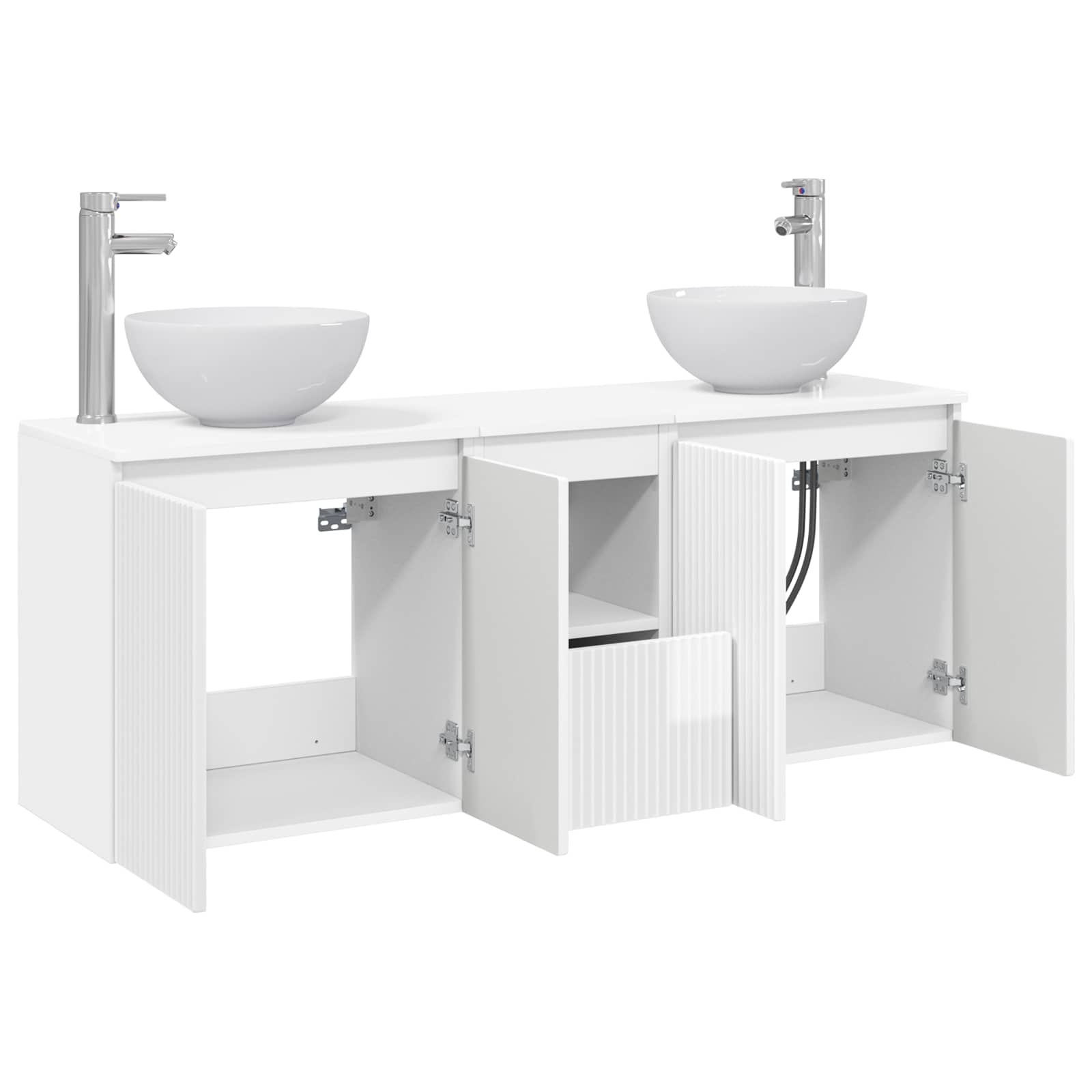 Ensemble d'armoire de salle de bain 3 pc Blanc brillant