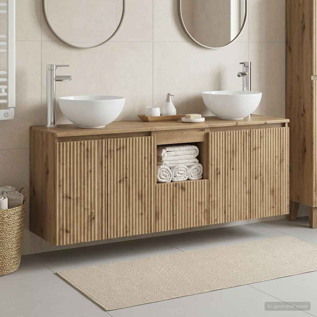 Ensemble d'armoire de salle de bain 3 pc Chêne artisanal