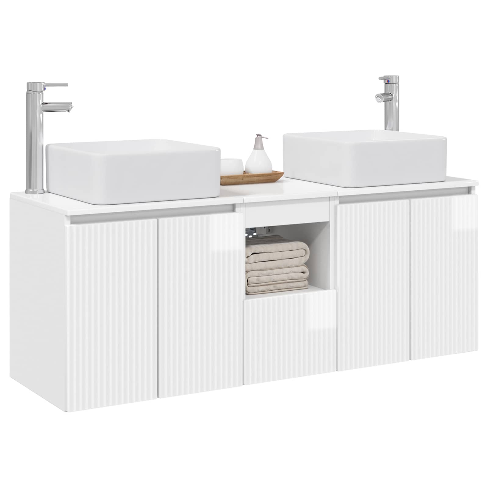 Ensemble d'armoire de salle de bain 3 pc Blanc brillant