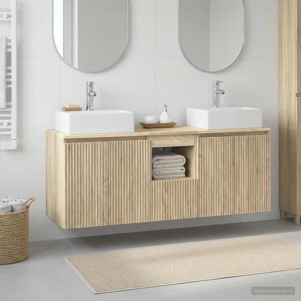 Ensemble d'armoire de salle de bain 3 pc Chêne Sonoma