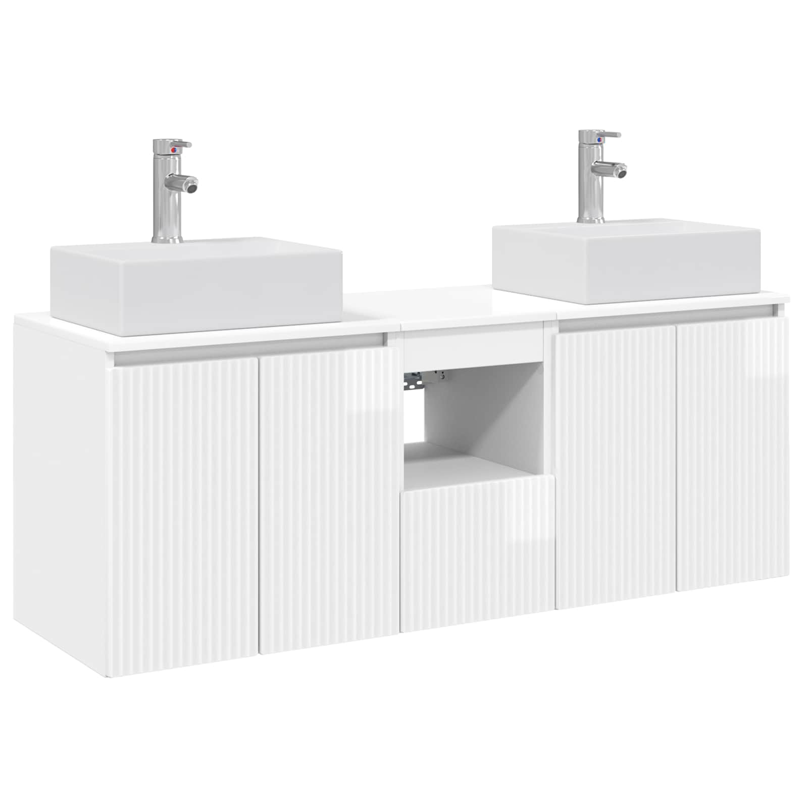 Ensemble d'armoire de salle de bain 3 pc Blanc brillant