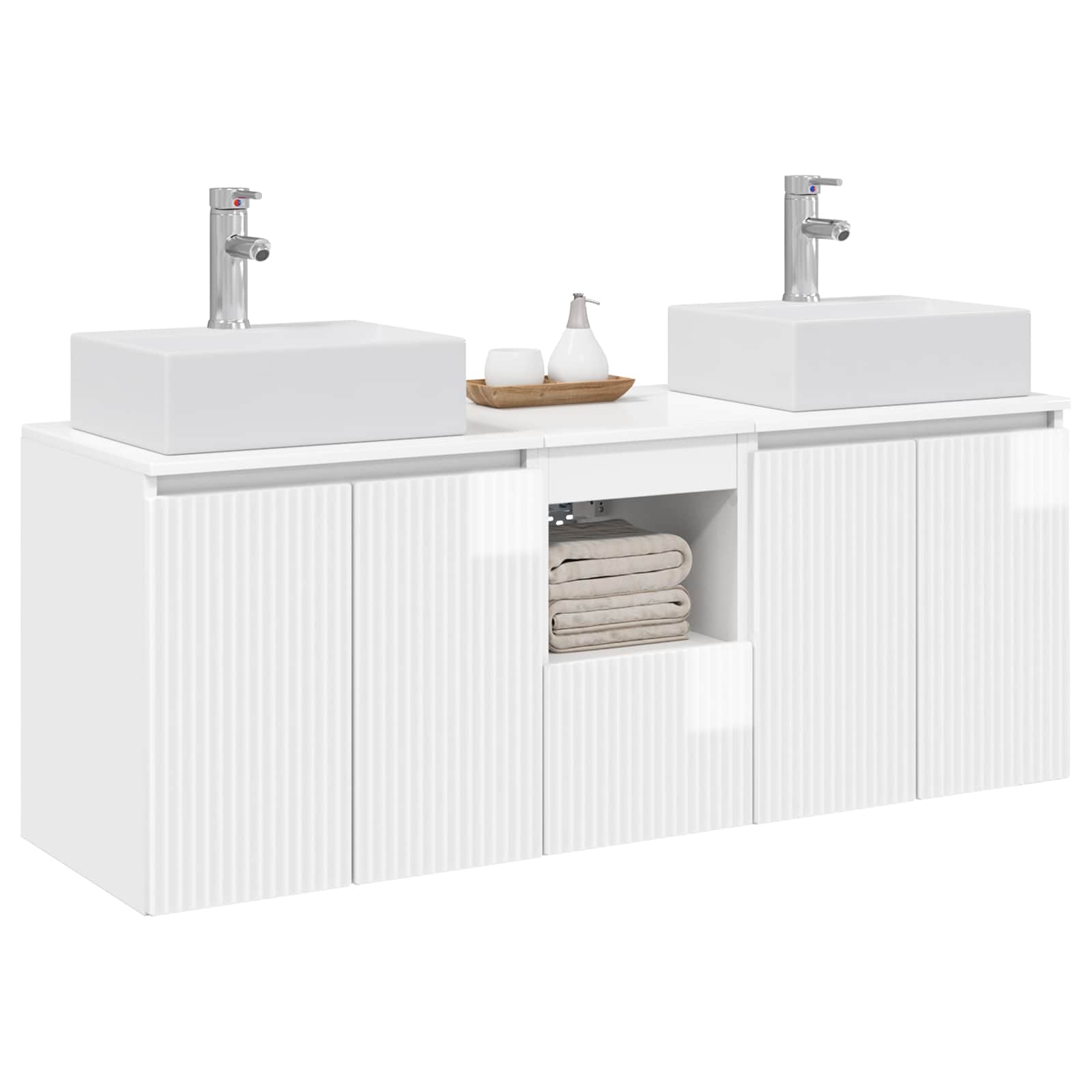 Ensemble d'armoire de salle de bain 3 pc Blanc brillant