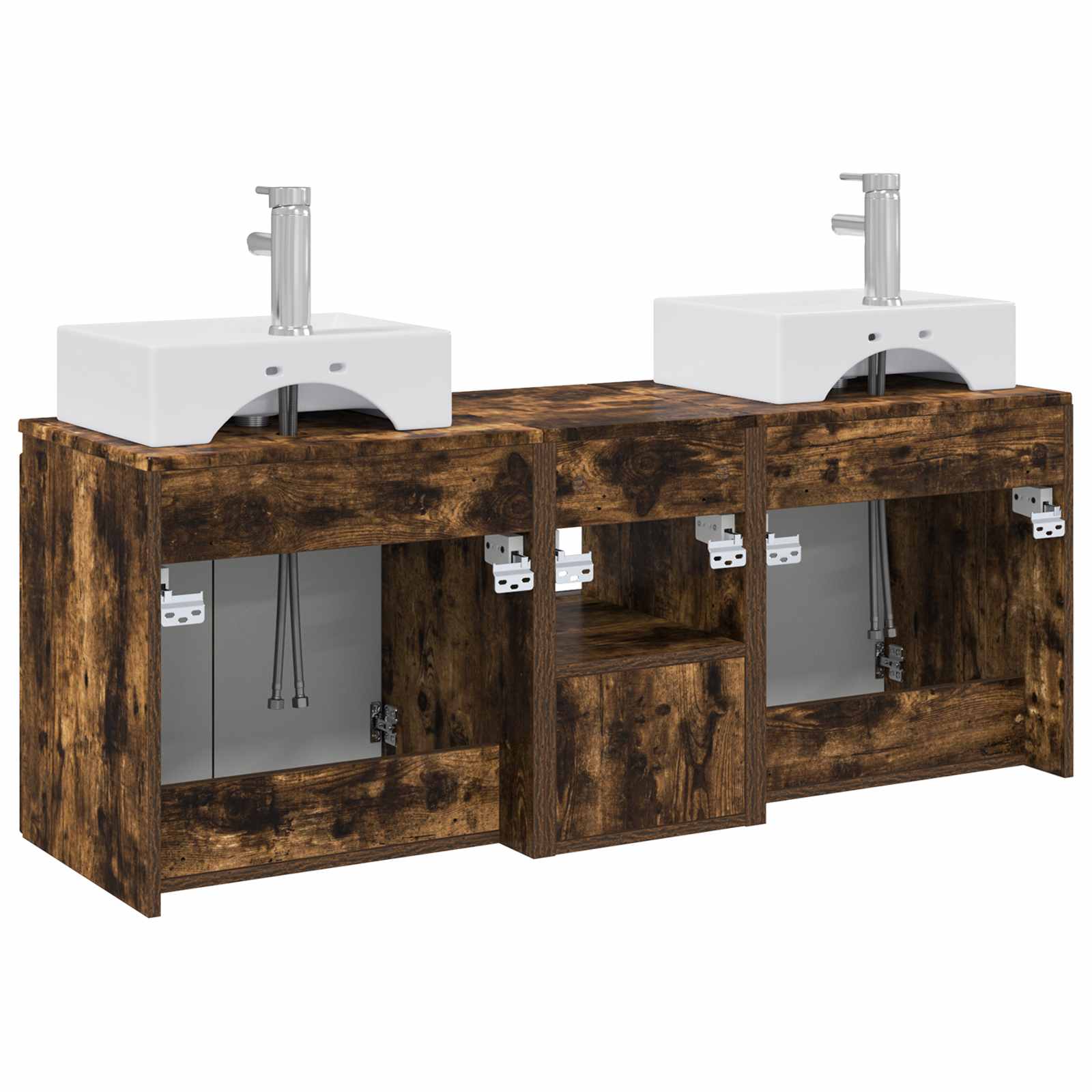 Ensemble d'armoire de salle de bain 3 pc Chêne fumé