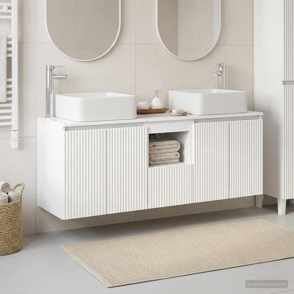 Ensemble d'armoire de salle de bain 3 pc Blanc brillant