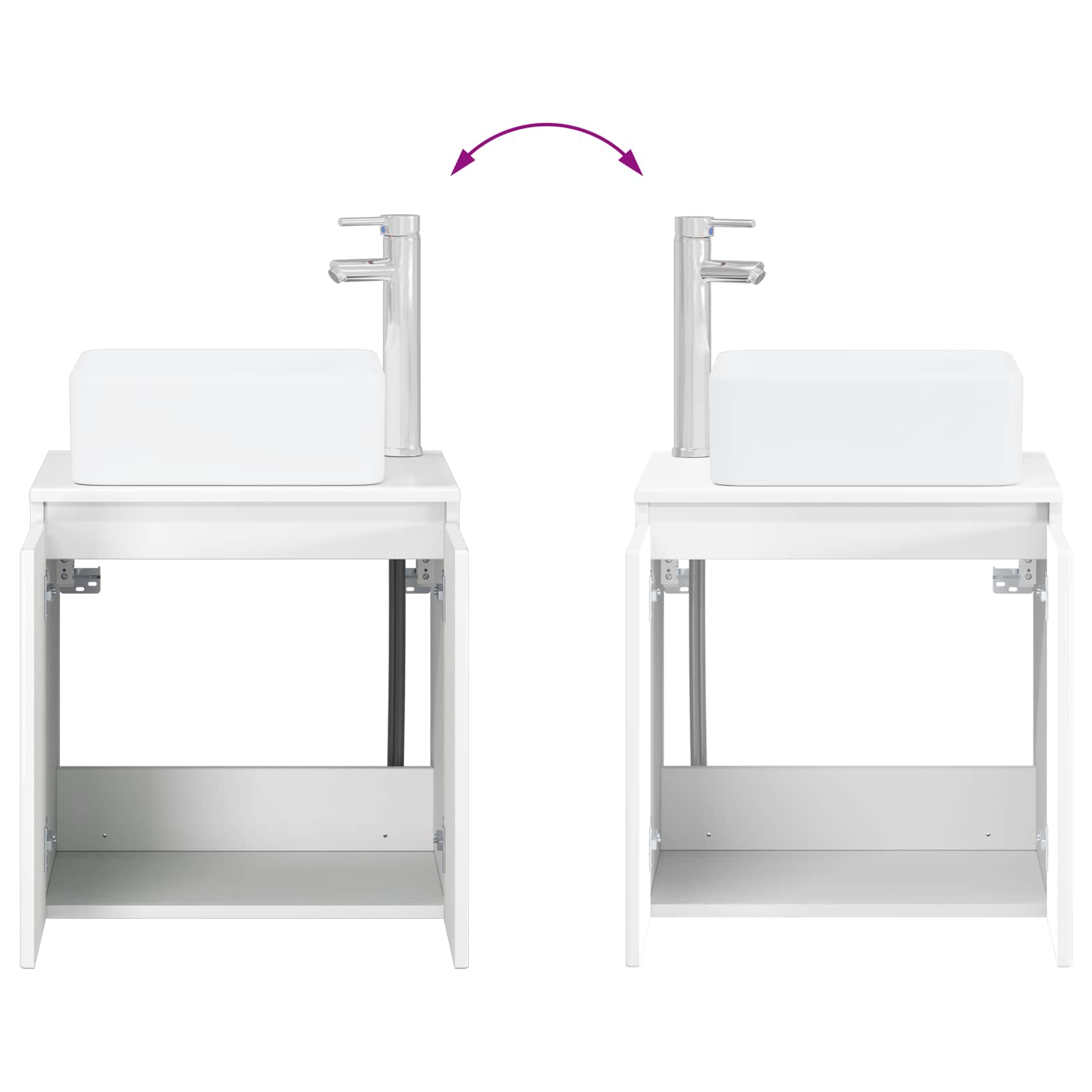Ensemble d'armoire de salle de bain 3 pc Blanc brillant