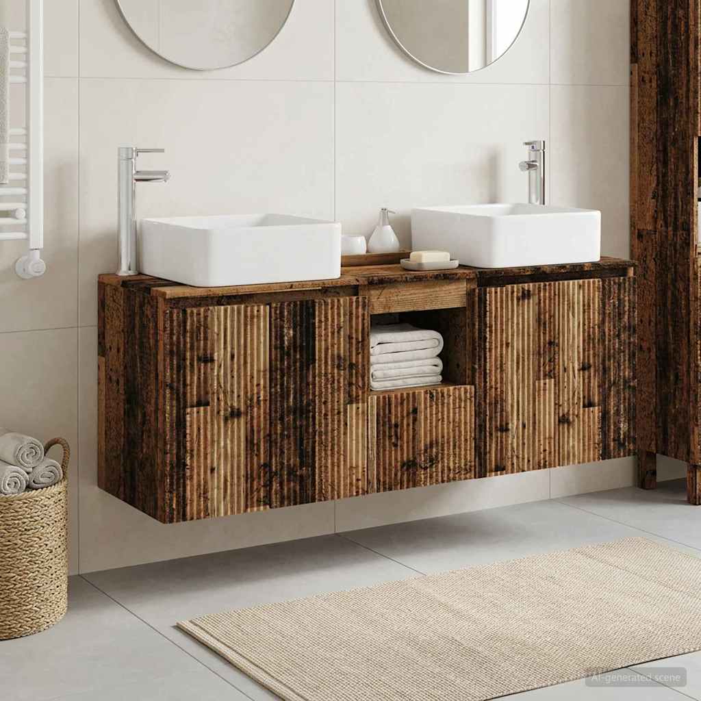 Ensemble d'armoire de salle de bain 3 pc Bois ancien