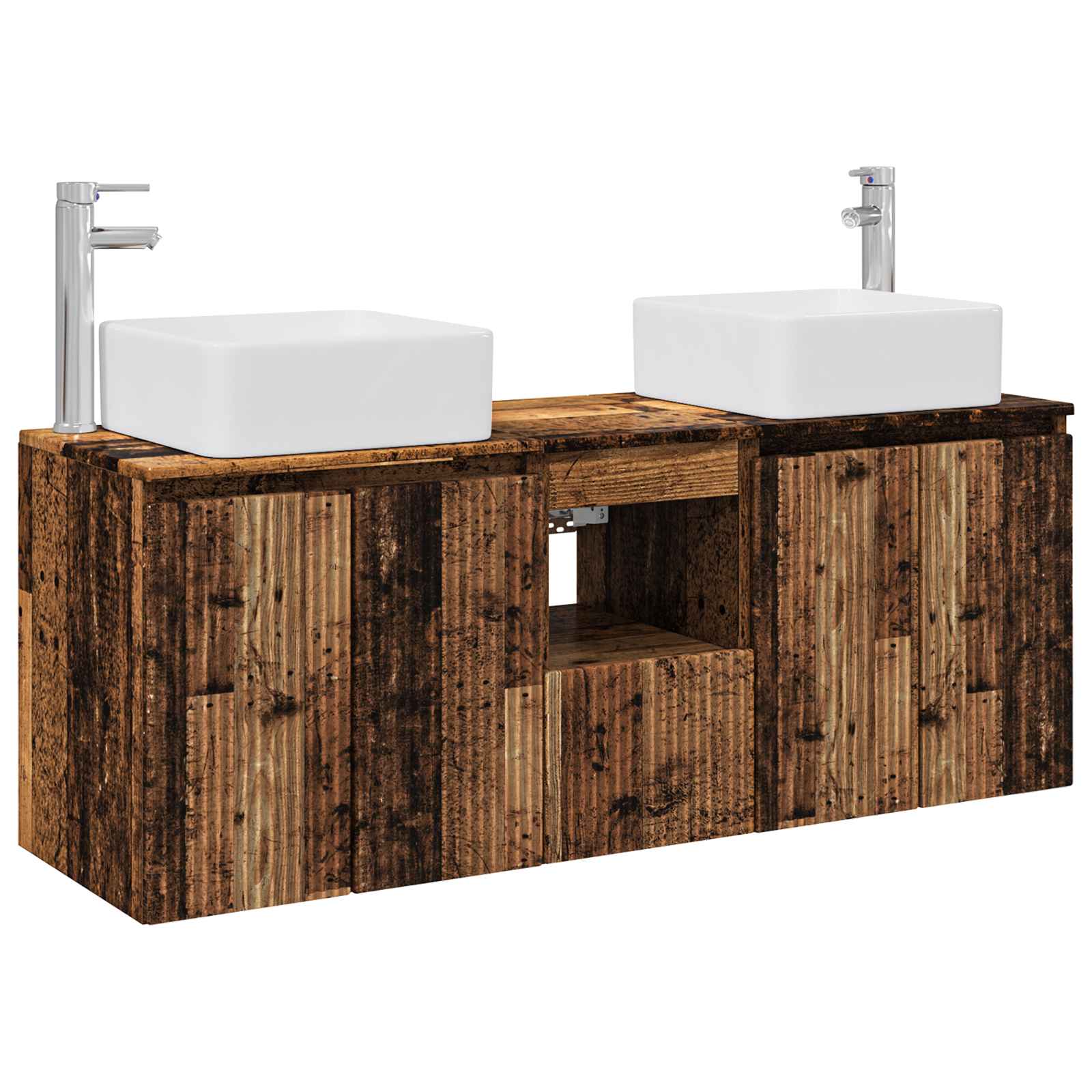 Ensemble d'armoire de salle de bain 3 pc Bois ancien