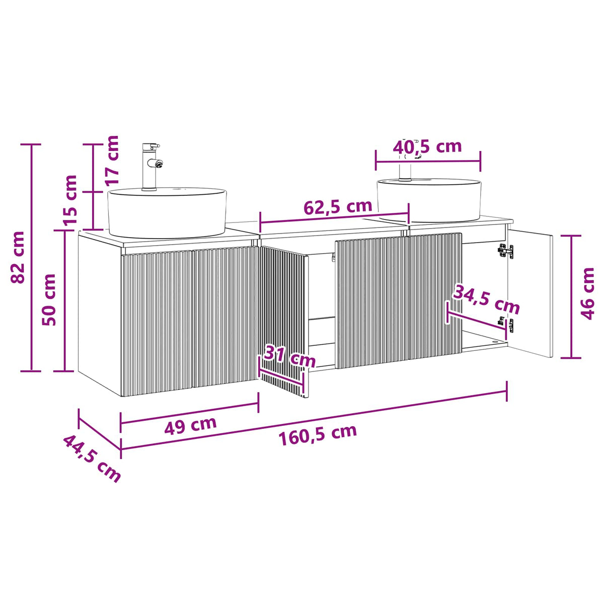 Ensemble d'armoire de salle de bain 3 pc Blanc brillant