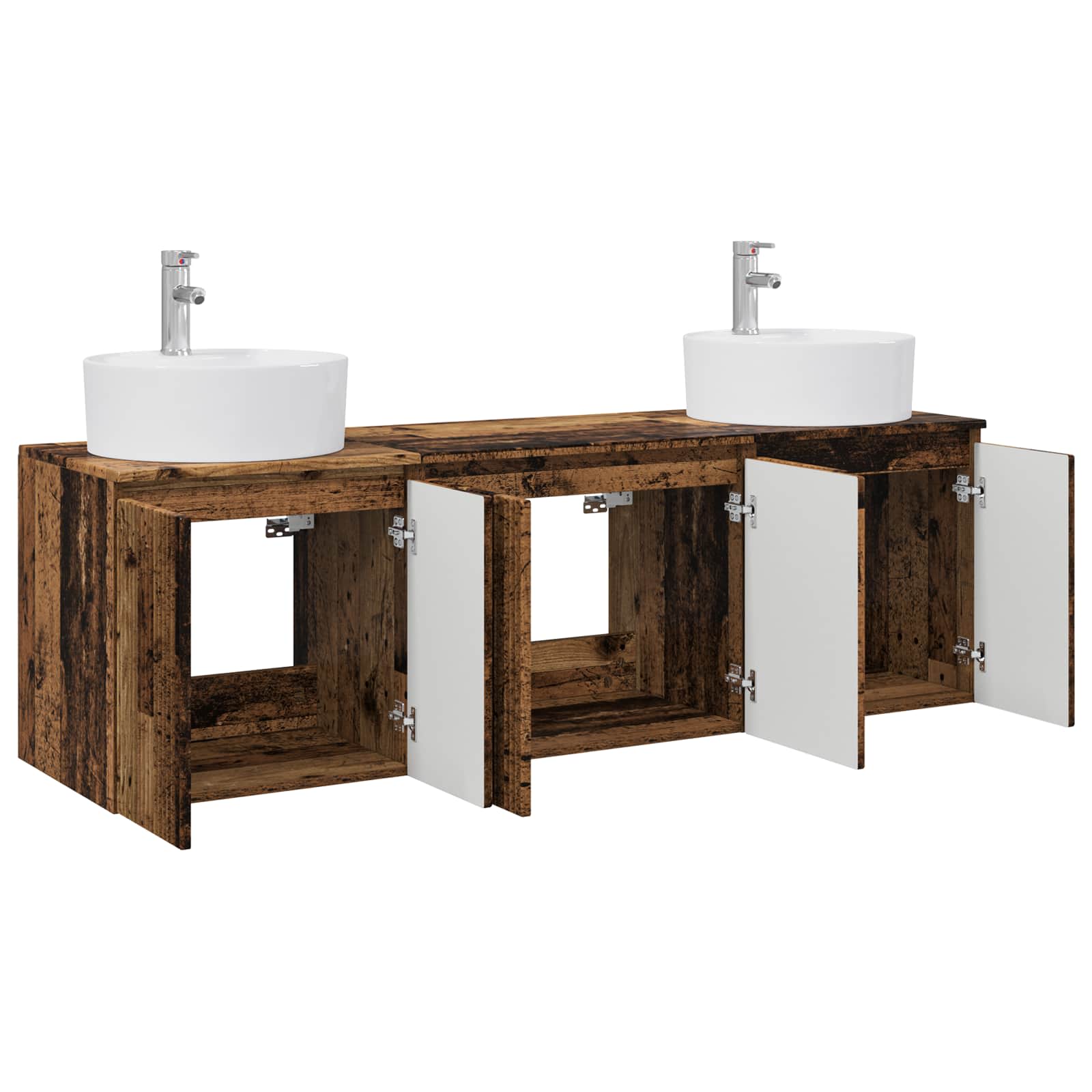 Ensemble d'armoire de salle de bain 3 pc Bois ancien