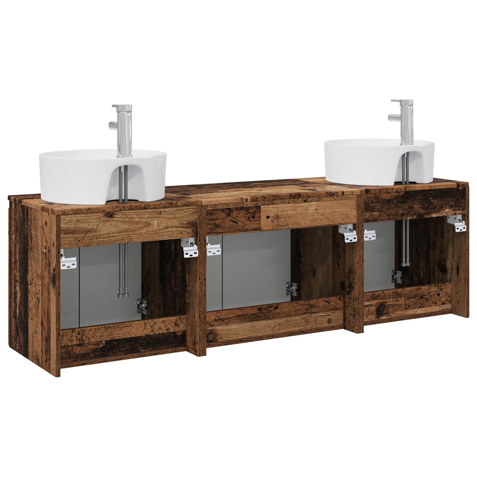 Ensemble d'armoire de salle de bain 3 pc Bois ancien
