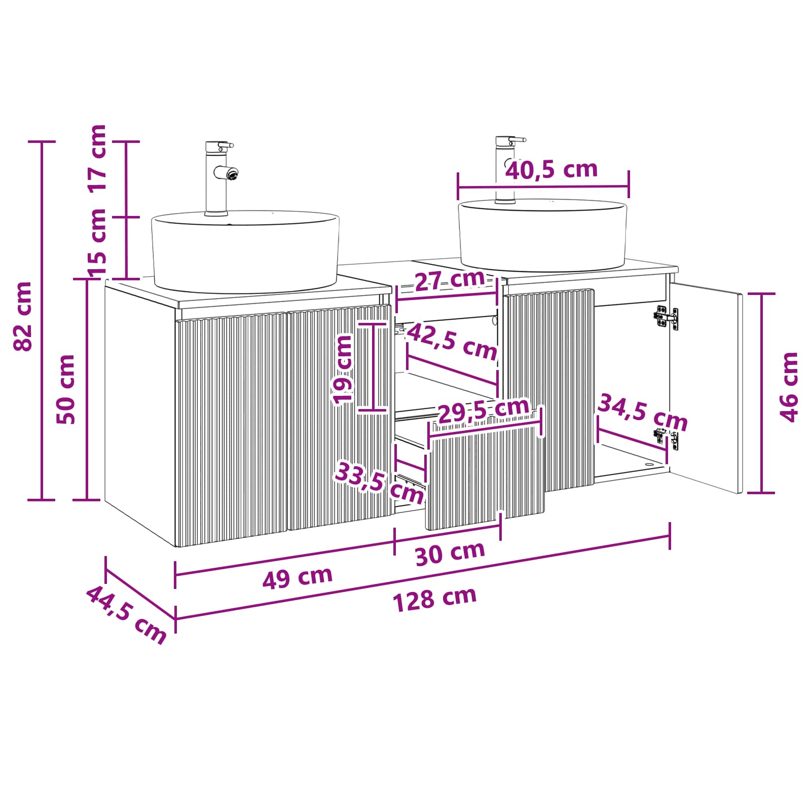 Ensemble d'armoire de salle de bain 3 pc Noir