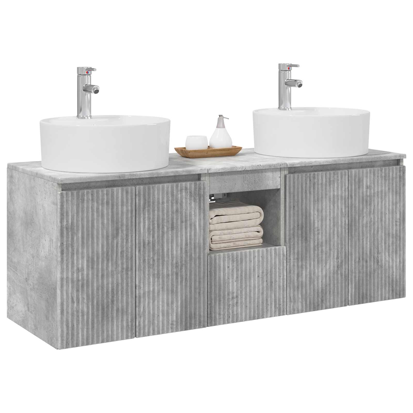 Ensemble d'armoire de salle de bain 3 pc Gris béton