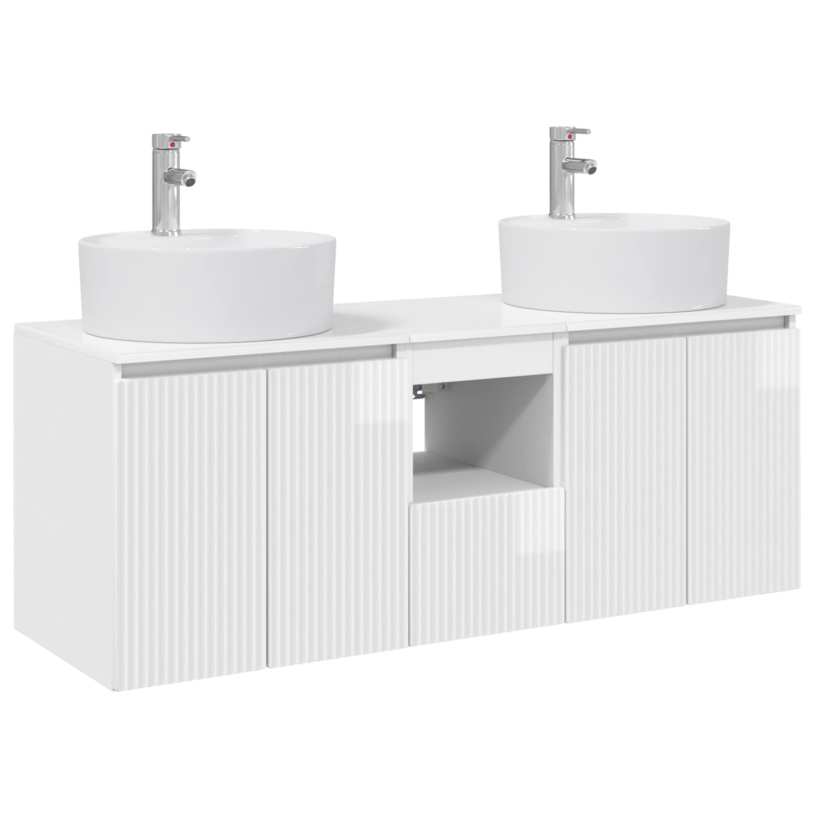 Ensemble d'armoire de salle de bain 3 pc Blanc brillant