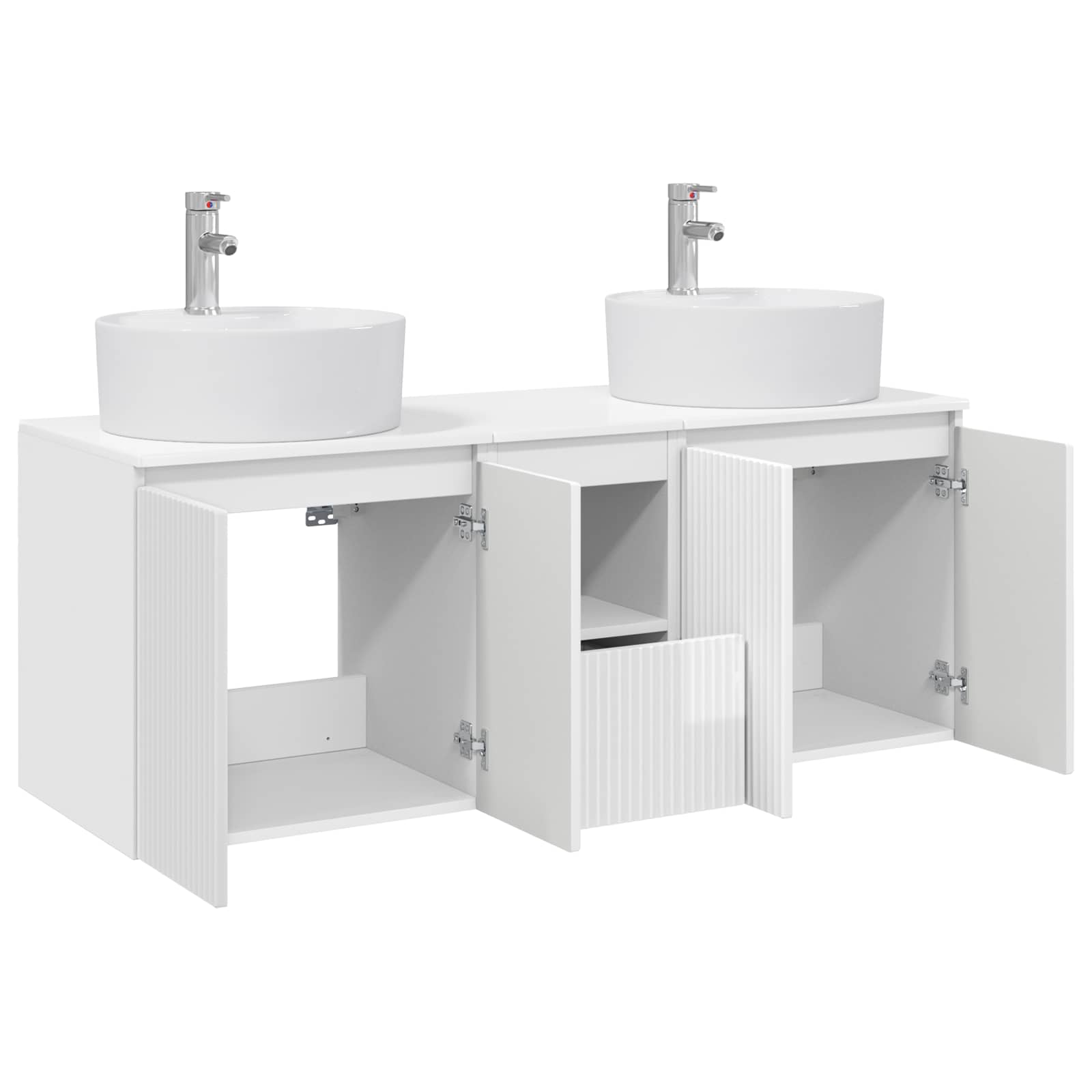 Ensemble d'armoire de salle de bain 3 pc Blanc brillant