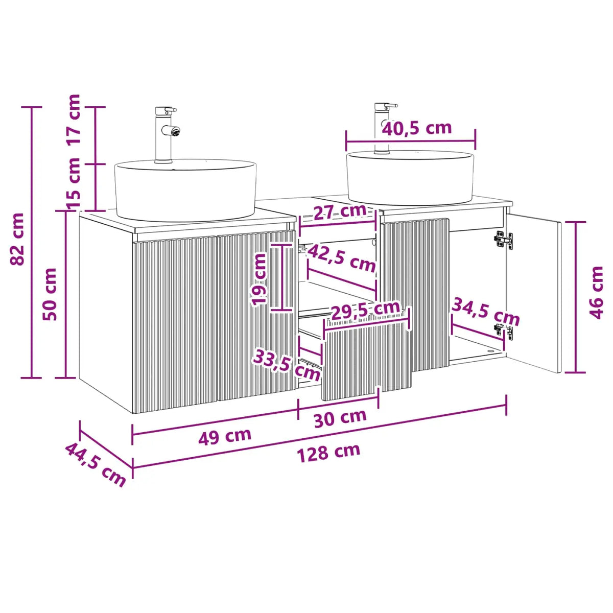 Ensemble d’armoire de salle de bain 3 pc Blanc brillant - XIOS