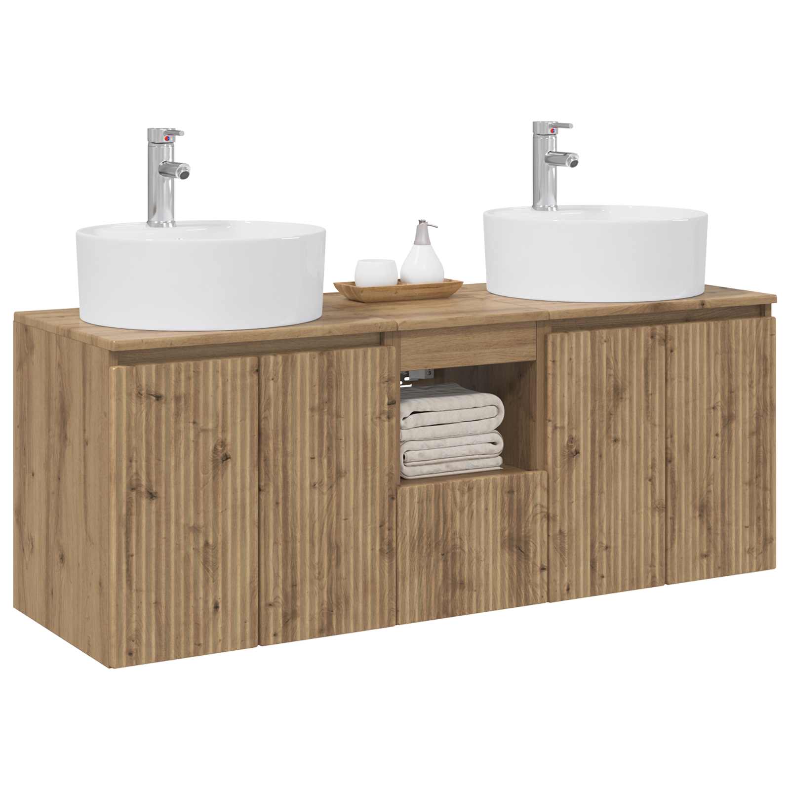 Ensemble d'armoire de salle de bain 3 pc Chêne artisanal