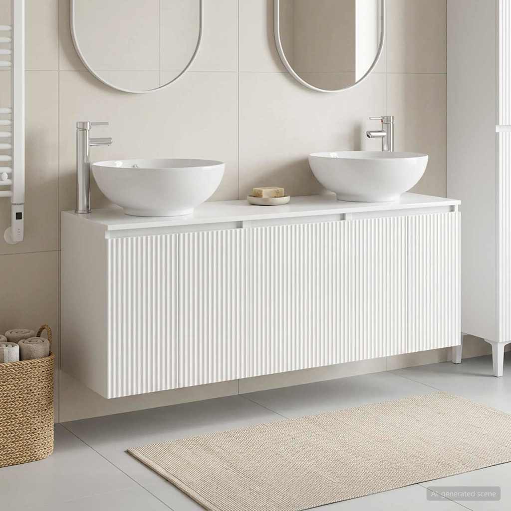 Ensemble d'armoire de salle de bain 3 pc Blanc brillant