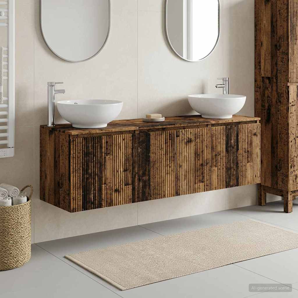 Ensemble d'armoire de salle de bain 3 pc Bois ancien