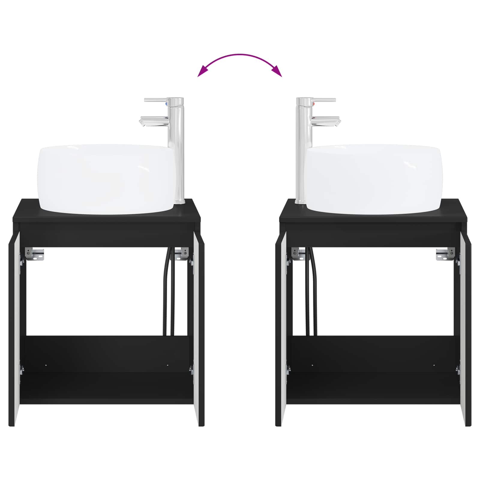 Ensemble d'armoire de salle de bain 3 pc Noir