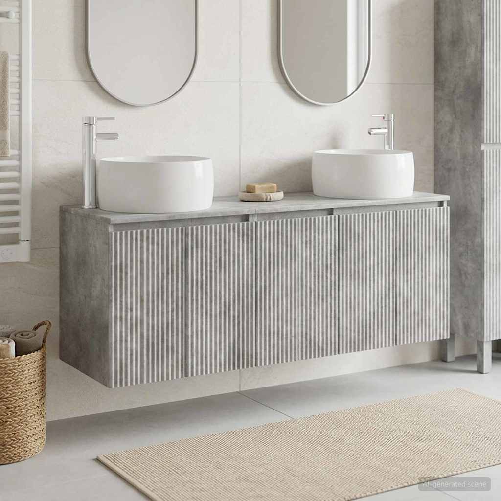 Ensemble d'armoire de salle de bain 3 pc Gris béton