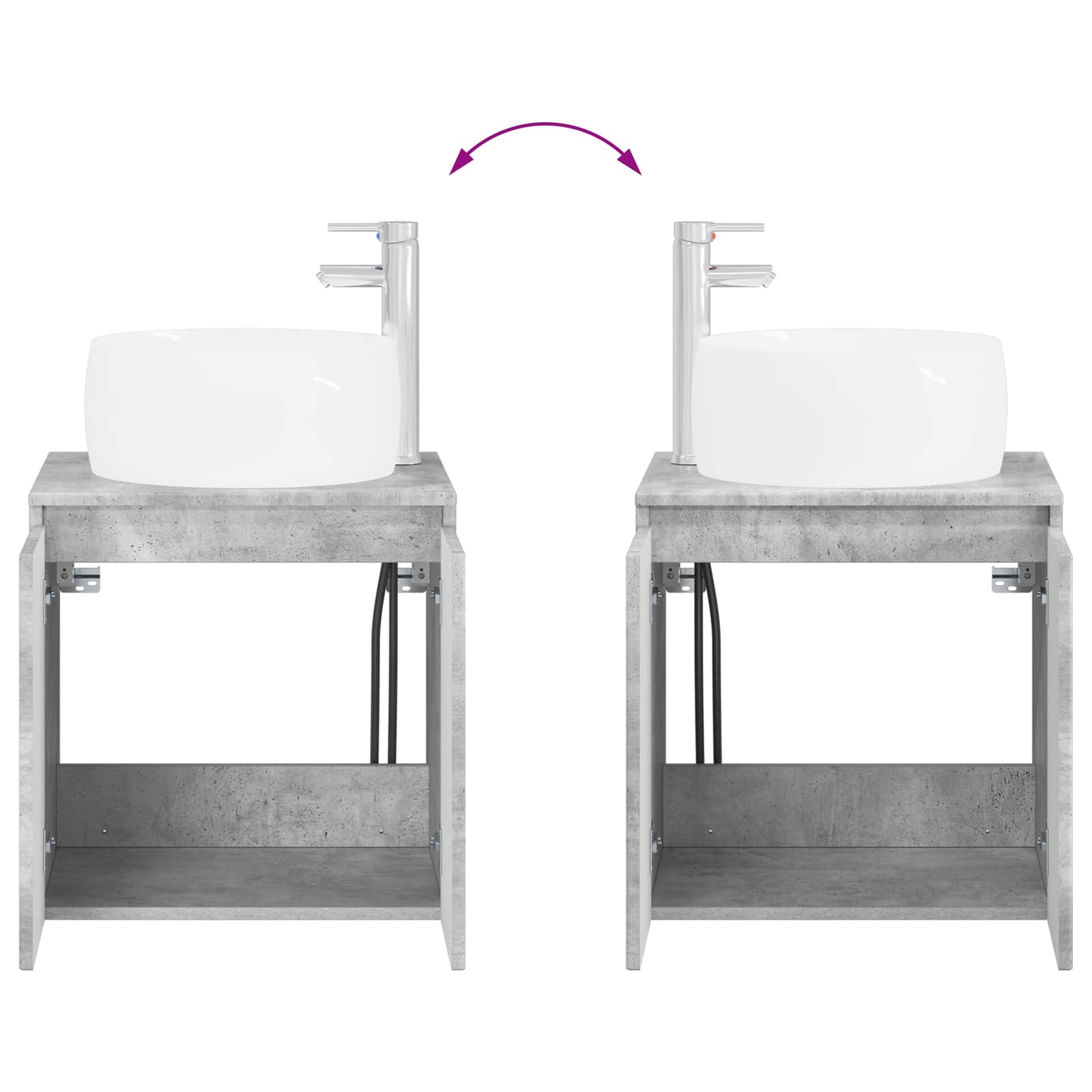 Ensemble d'armoire de salle de bain 3 pc Gris béton