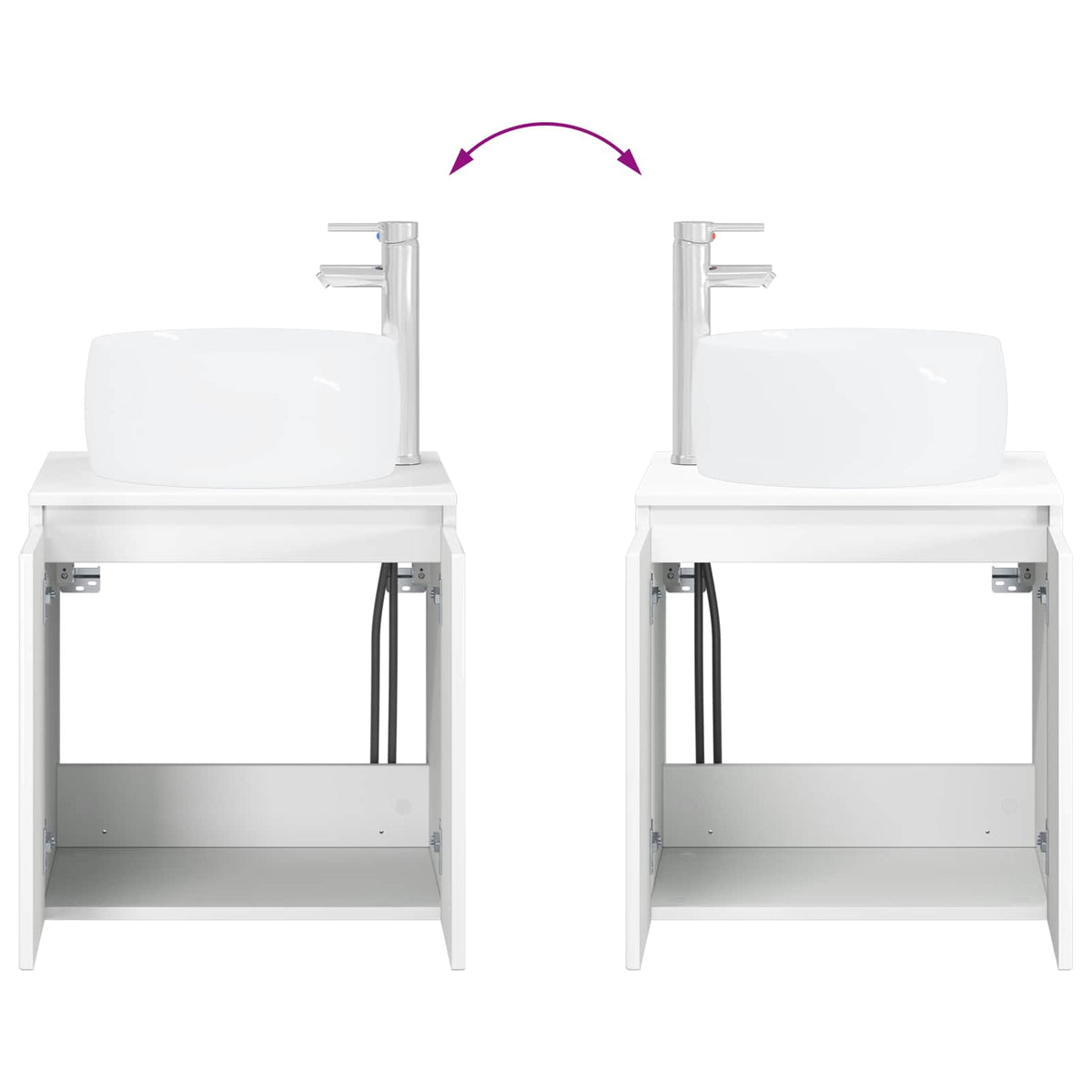 Ensemble d'armoire de salle de bain 3 pc Blanc brillant