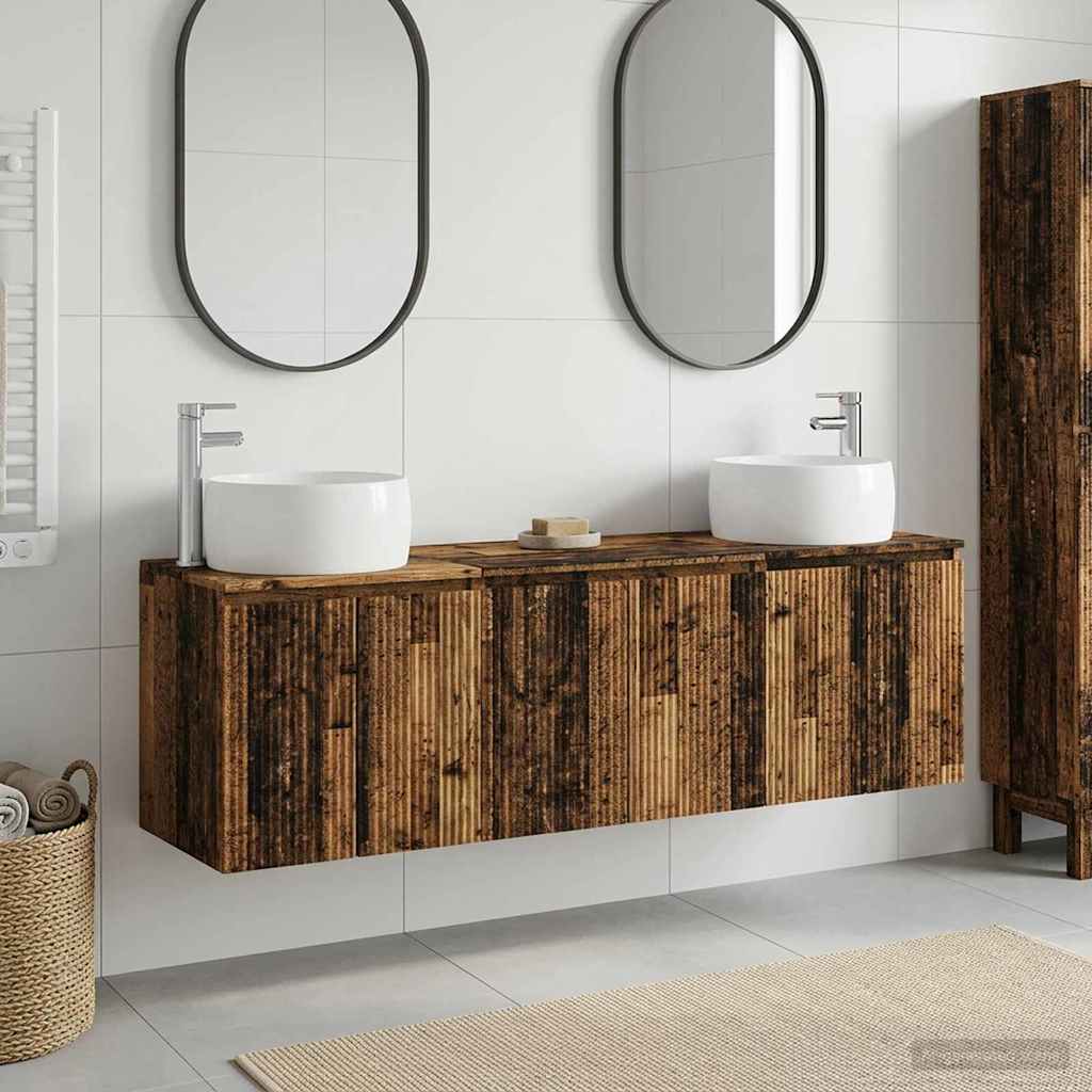 Ensemble d'armoire de salle de bain 3 pc Bois ancien