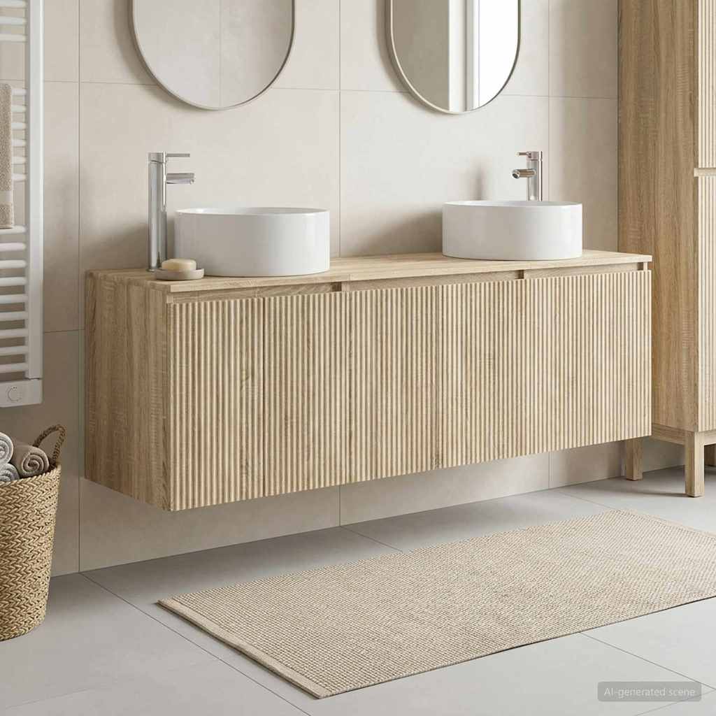 Ensemble d'armoire de salle de bain 3 pc Chêne Sonoma