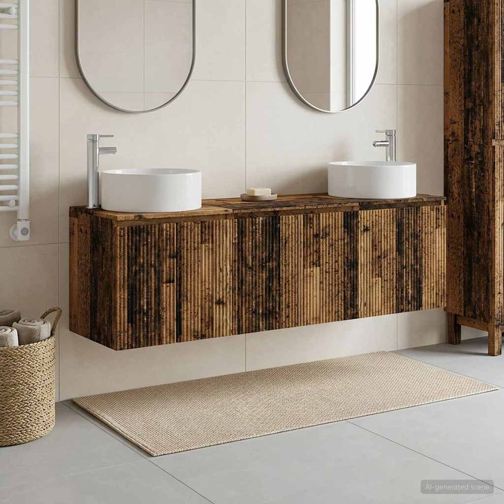 Ensemble d'armoire de salle de bain 3 pc Bois ancien