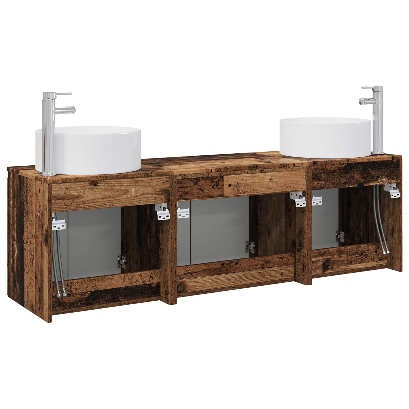 Ensemble d'armoire de salle de bain 3 pc Bois ancien